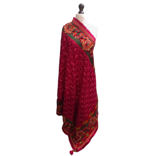 DHOLIPIN01-NOPP Hot Pink DHOLI Punjabi Phulkari Dupatta