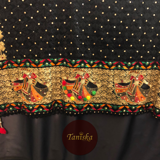 Midnight Black MAHARANI Punjabi Phulkari Dupatta