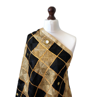 BLKBOX01 MIDNIGHT Black Phulkari Dupatta