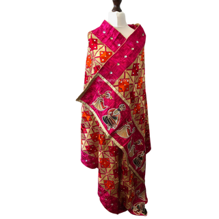 Pink RAJA / RANI Phulkari Dupatta