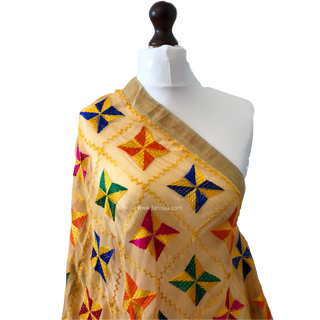 Cream MISHCA Phulkari Dupatta