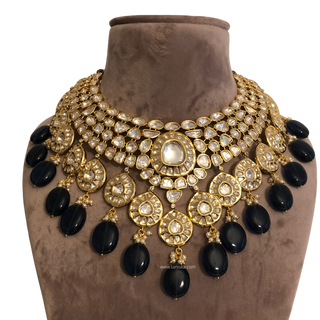 MANNAT Kundan Necklace Set (Navy)