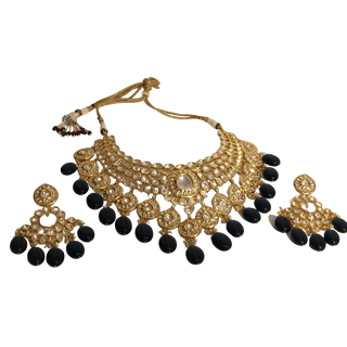 MANNAT Kundan Necklace Set (Navy)