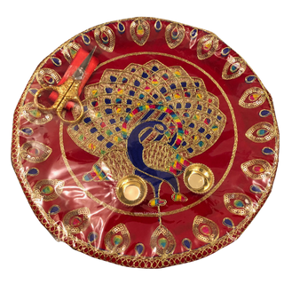 Jaipur Peacock Ceremony Plate - with Scissors & Ribbon (Limited Edition)