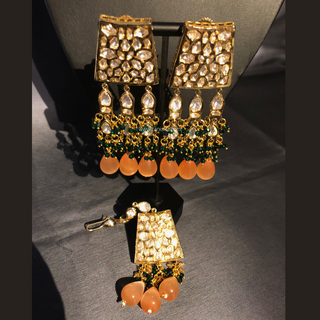 HEER Designer Peach Kundan Necklace Set