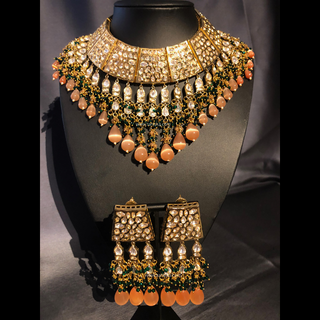 HEER Designer Peach Kundan Necklace Set