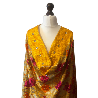 Pink/Yellow Combo RAJA / RANI  Phulkari Dupatta