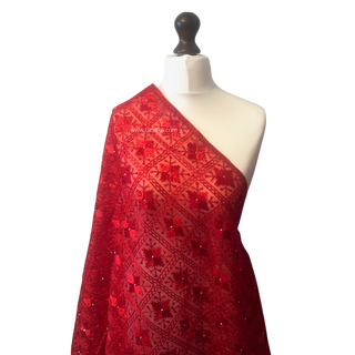 Valentine Red PRINCESS Net Phulkari Dupatta