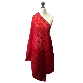 Valentine Red PRINCESS Net Phulkari Dupatta