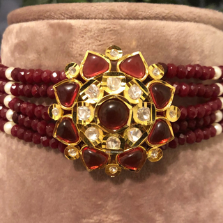 JULIE Traditional Kundan Necklace Set - Maroon