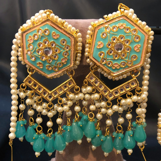 MRINAL Traditional Meenakari Kundan Necklace Set - Blue