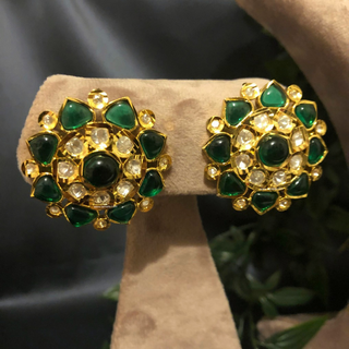 JULIE Traditional Kundan Necklace Set - Emerald Green