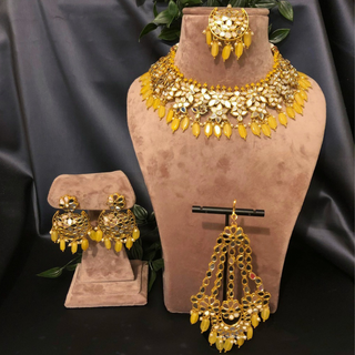 RAHA Traditional Glass Necklace Set - Yellow