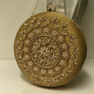 KAIRA 2 Pearly Golden Clutch Bag (Round)