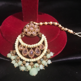 GULREZ Earring & Tikka Set - Mint