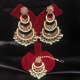 GULREZ Earring & Tikka Set - Mint