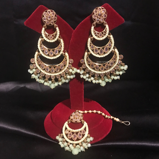 GULREZ Earring & Tikka Set - Mint