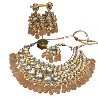 ISHIKA Kundan Necklace Set (Peach)