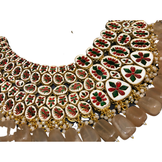 ISHIKA Kundan Necklace Set (Peach)